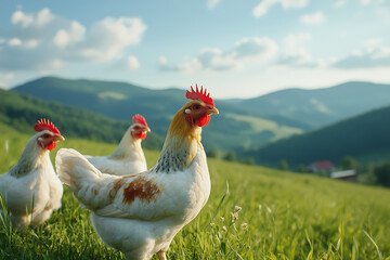 Fototapeta premium Empowering nature conservation through sustainable free-range poultry farming practices