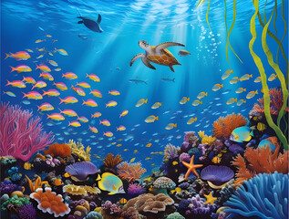 coral reef with fishes