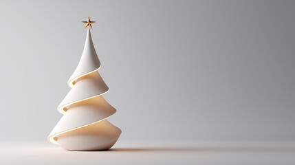 Modern Geometric Christmas Tree With Elegant Star Topper, copy space.