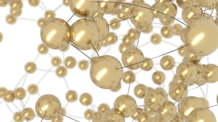 Abstract 3D Gold Sphere Network Connection