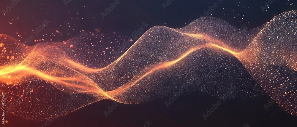Aufkleber abstract digital wave of particles in a futuristic design technology and innovation concept backgrou