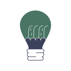 Light Bulb with hydropower turbine inside of. Lamp icon with electric hydrostation. Alternative eco technology of Renewable water resource. Vector illustration