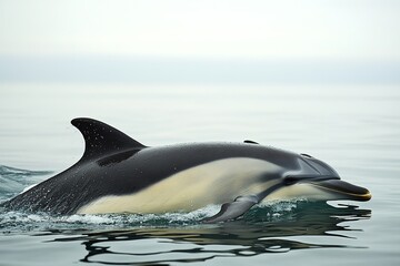 Obraz premium Dolphin gliding through water with grace.