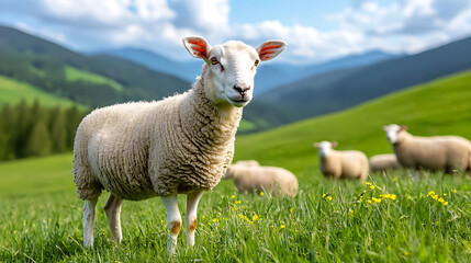 Naklejka premium Enhancing nature conservation through rotational grazing with sheep on pasture regeneration