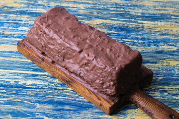 Delicious chocolate dessert, cheesecake with raisins and poppy seeds. Lviv cheesecake, a traditional Ukrainian dessert