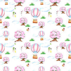 Seamless Air Balloon Outdoor Festival Pattern