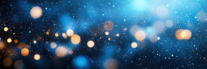 Obraz premium Glowing lights and sparkling particles create a mesmerizing ambiance against a rich blue banner background