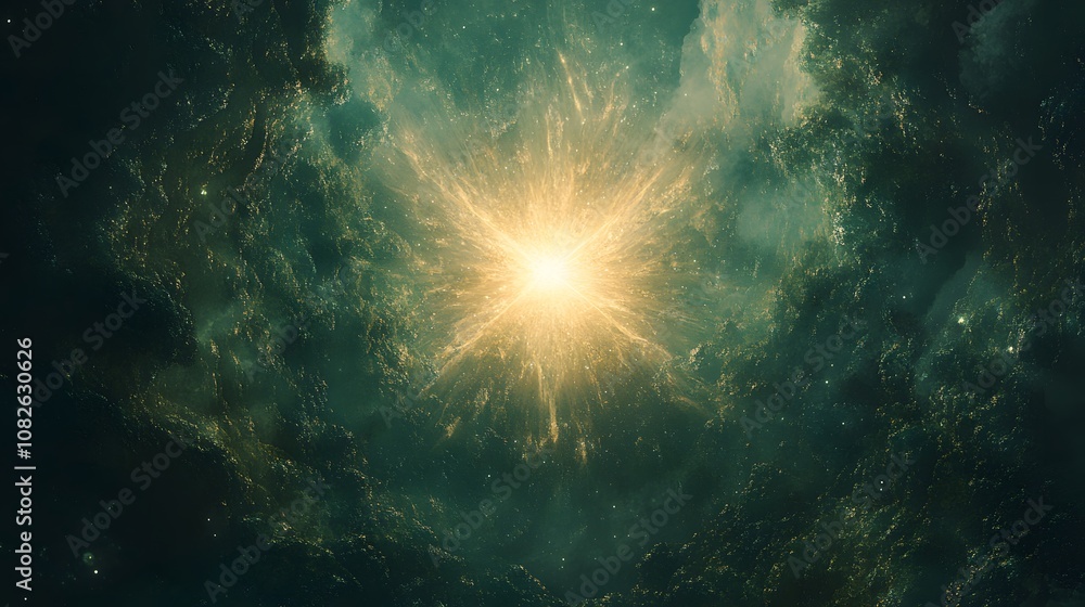 Poster an abstract digital artwork of a star ascending through layers of textured patterns, representing gr