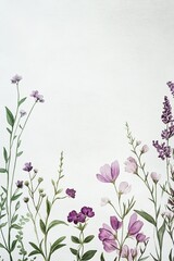 Elegant floral art border with blank background