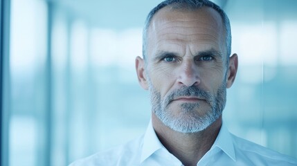 Fototapeta premium Confident businessman exudes professionalism in contemporary office setting