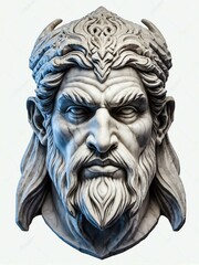 Obraz premium mythical creature djinn marble statue head bust on white background
