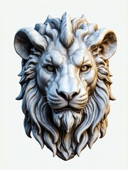 mythical creature chimera marble statue head bust on white background