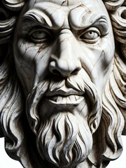 Fototapeta premium mythical creature baku marble statue head bust on white background