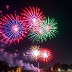 fireworks in the night sky, new year celebration