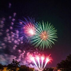 beautiful fireworks in the night sky