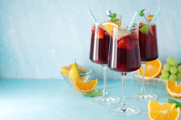 Glasses with traditional Spanish drink Sangria