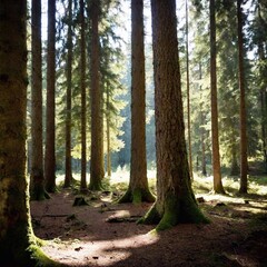 beautiful forest in the morning
