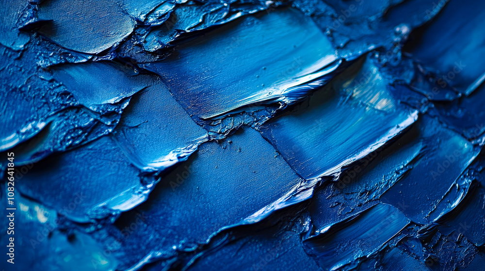 Aufkleber This artwork features rich, layered strokes of blue paint, showcasing an intricate texture that reflects light and adds depth to the composition, highlighting artistic technique