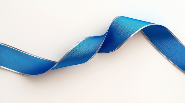 Explore the beauty of a curved blue ribbon flowing elegantly across a soft background