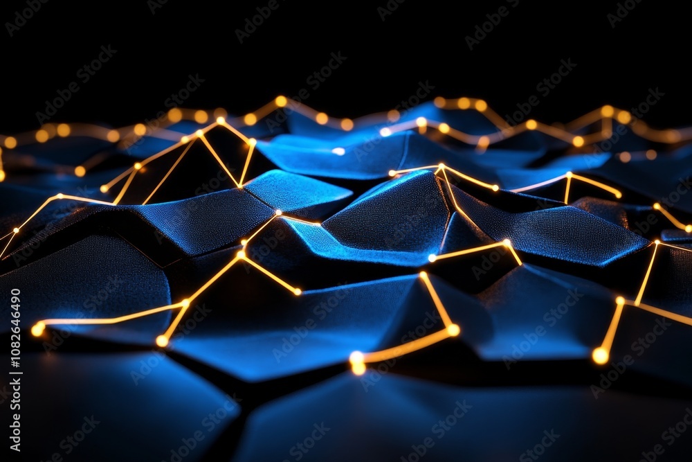 Aufkleber Abstract minimalist pattern of connected dots and lines, representing digital networks and technology