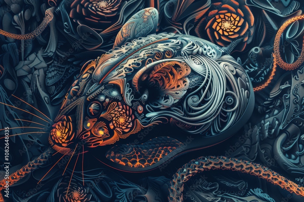 Poster a futuristic gaming mouse featuring intricate designs and glowing elements, showcasing advanced tech