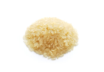 A pile of rice close up isolated on white background