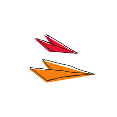 Naklejka premium Hand drawn paper plane icon flat vector design