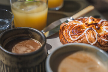 Breakfast time with Danish Pastry and coffee