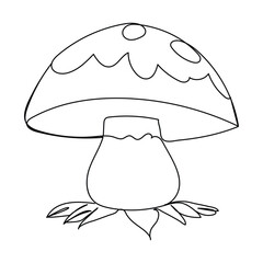 Mushroom in one continuous line drawing. Nature food in simple linear style. Edible autumn harvest in editable stroke. Doodle oneline vector illustration