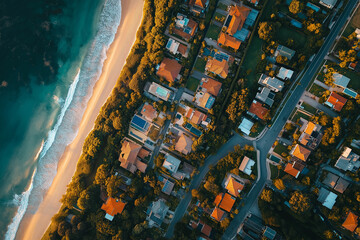 Aerial view of the Sydney coastal area, showcasing dense urban development and high-end residential areas along beachside cliffs
