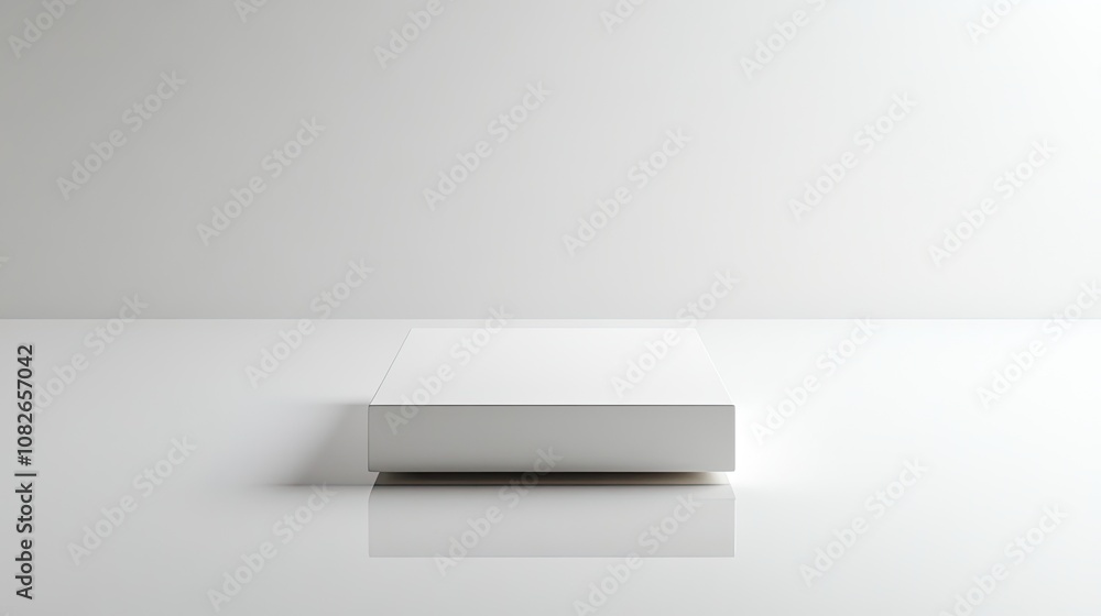 Aufkleber minimalist square shape with subtle reflections on a white background, playing with light and shadow