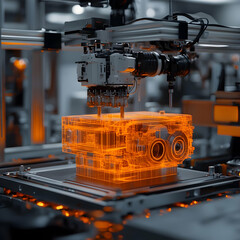 Fototapeta premium 3D Illustration Automated Robotic Arm Manufacturing Process