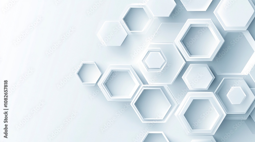 Poster white abstract hexagon architectural background. 3d render.