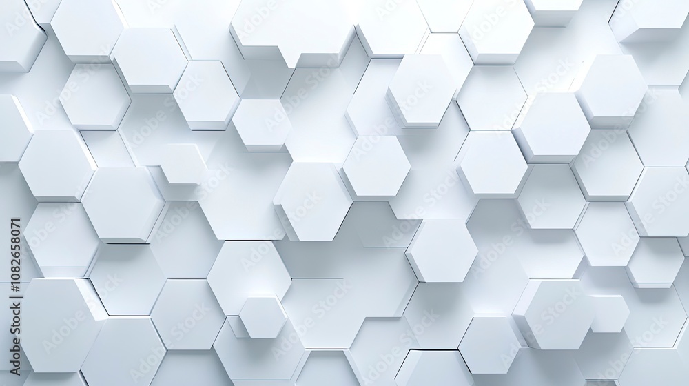 Poster white abstract hexagon architectural background. 3d render.