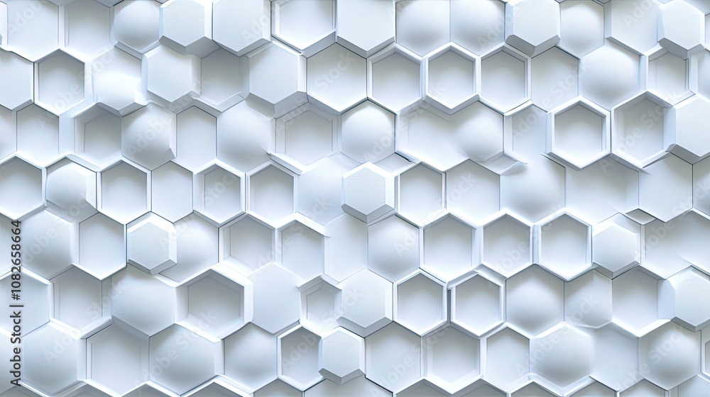 Poster white abstract hexagon architectural background. 3d render.