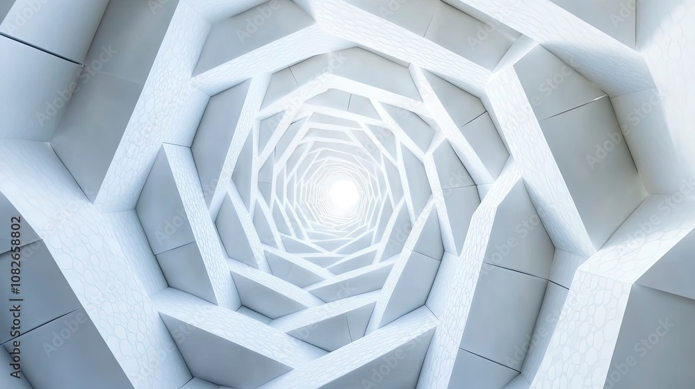 Poster white abstract hexagon architectural background. 3d render.