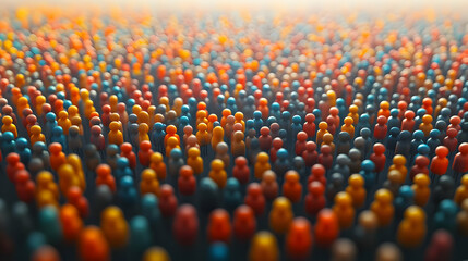 Obraz premium 3D Illustration Crowd of People Diverse Community