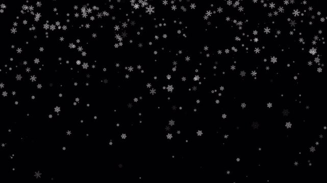 Winter snow, falling snowflakes animation, seamless loop. ProRes4444 with alpha channel (transparent background). Just paste into your project.
