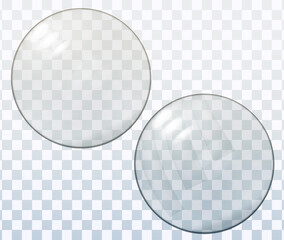 Vector white transparent glass sphere glass or ball, shiny bubble glossy