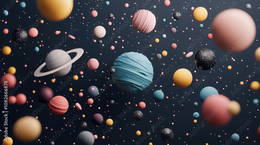 Poster cosmic exploration event featuring colorful planets online learning platform digital space immersive