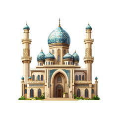 Obraz premium Majestic Islamic Mosque with Teal Domes and Minarets