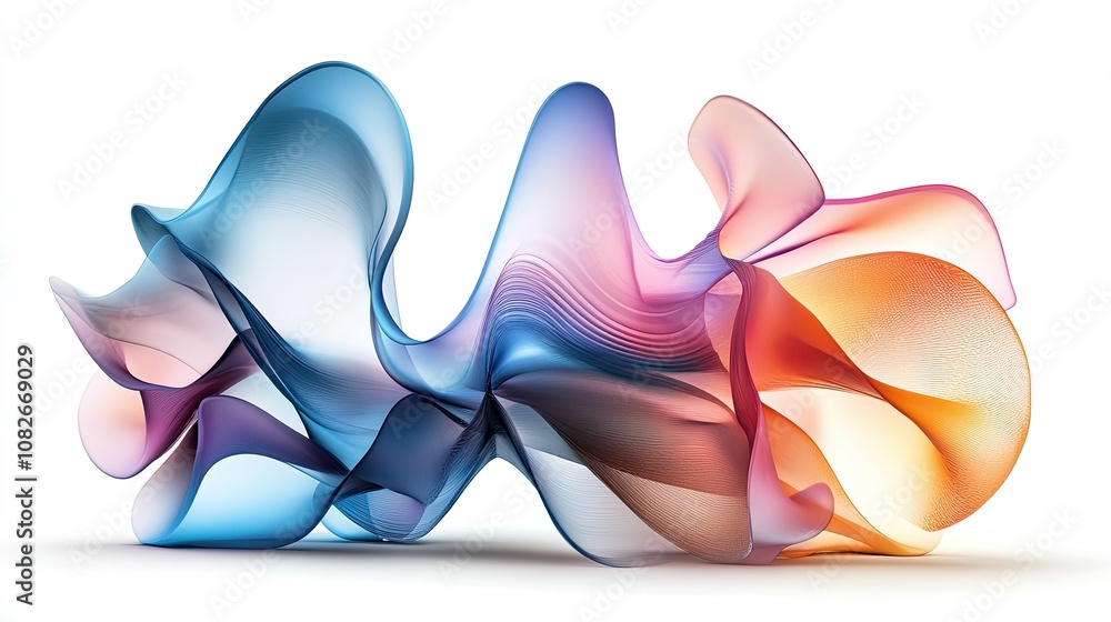 Poster ethereal flow of colorful waves representing movement and fluidity in abstract art design for modern