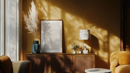 Bright Living Room with Warm Yellow Wall