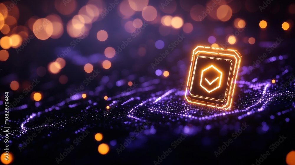 Poster advanced digital badges provide unique validation and security by shimmering particles in a high-tec