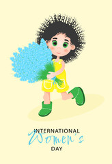 Boy with a bouquet of wild flowers