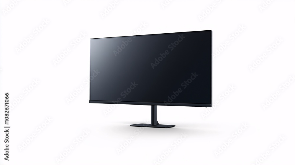 Aufkleber a plain, modern desktop monitor with a thin, black border and no background, floating in a minimalis