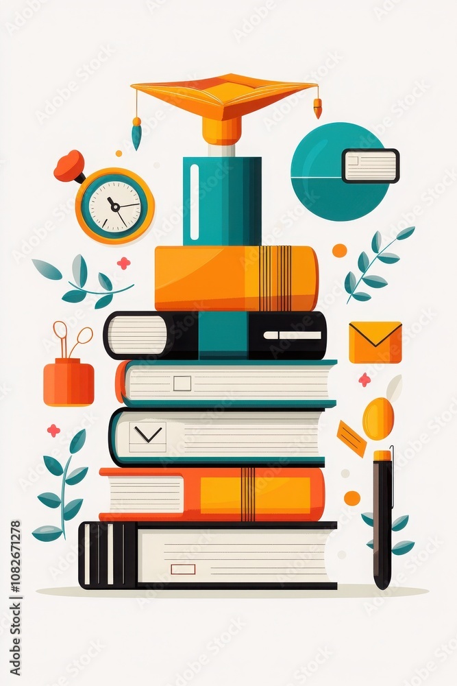 Aufkleber educational resources stack online learning graphic design minimalist style top view knowledge devel