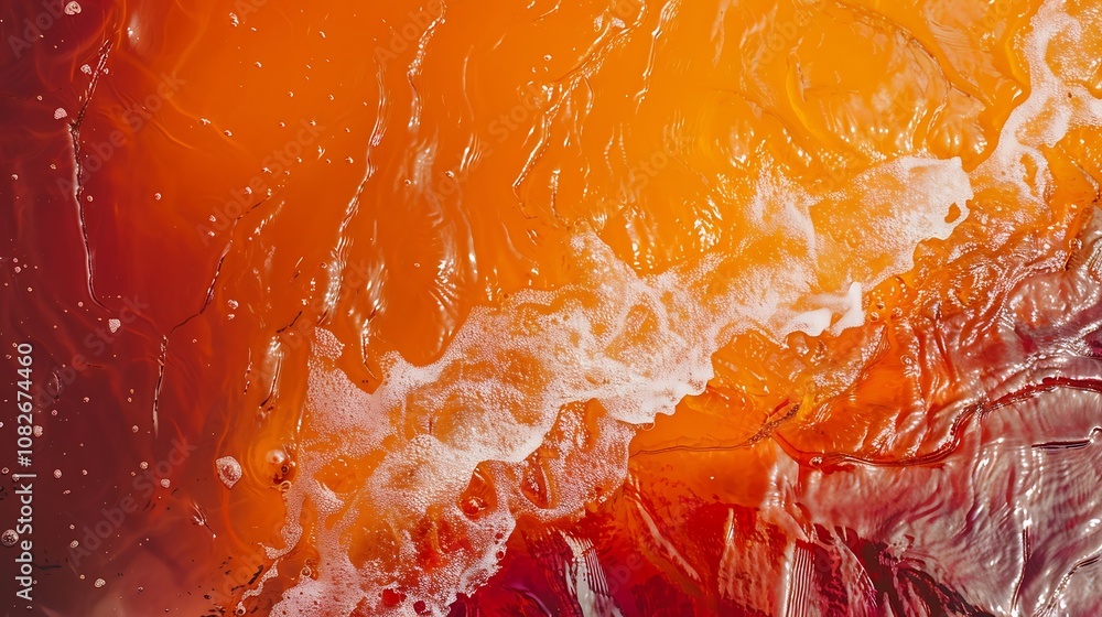 Poster abstract background of colored water with splashes and bubbles, macro