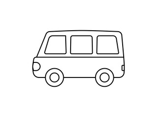 Minibus icon. Black silhouette. Side view. Vector simple flat graphic illustration. Isolated object on a white background. Isolate.