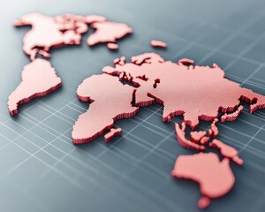 Obraz premium Exchange rate risk, fluctuating currency signs, uncertain world map, 3D illustration